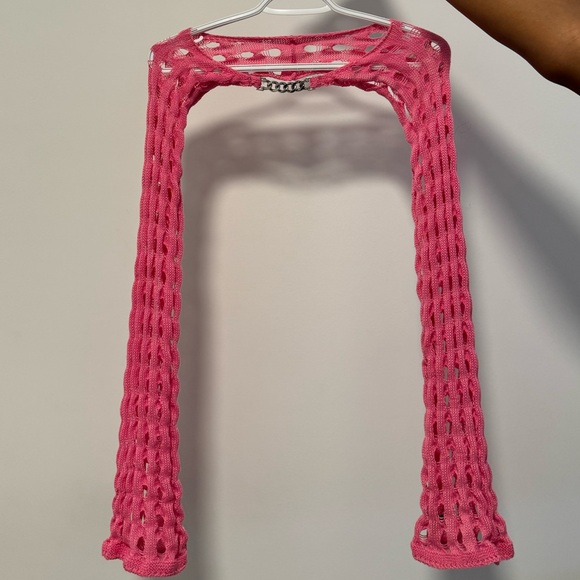 Pink Bolero with silver chain accessory (Y2K) - Picture 1 of 3